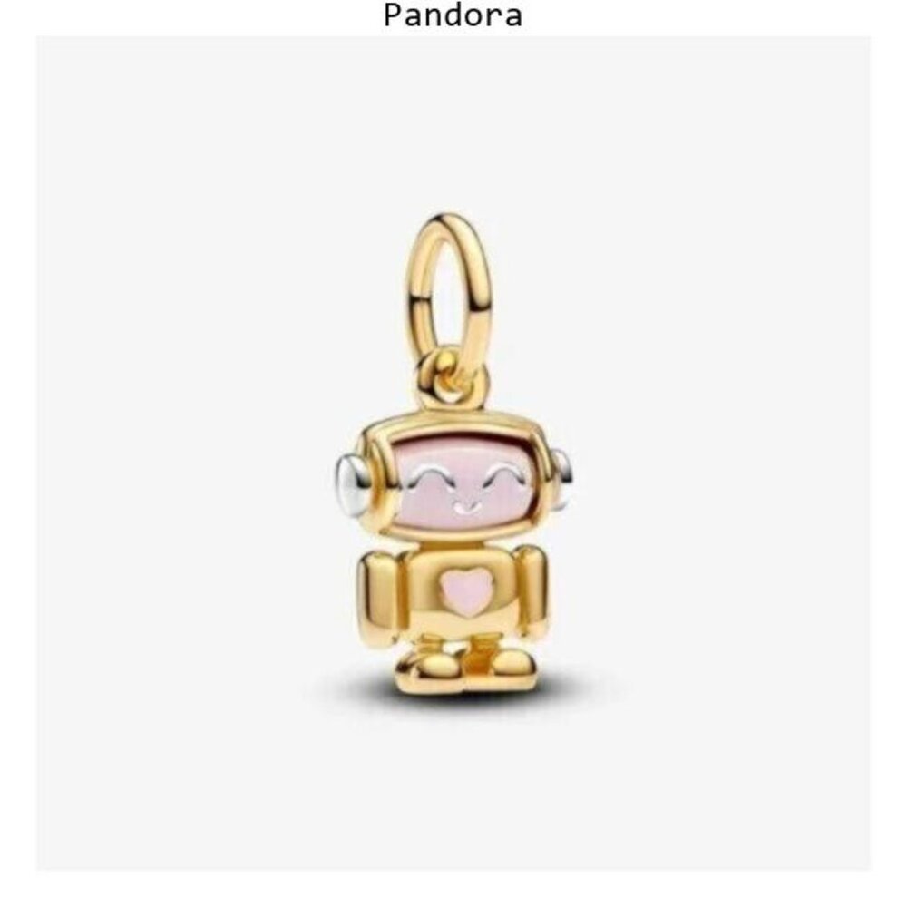 Pandora Gold and Pink Robot Charm Bracelet